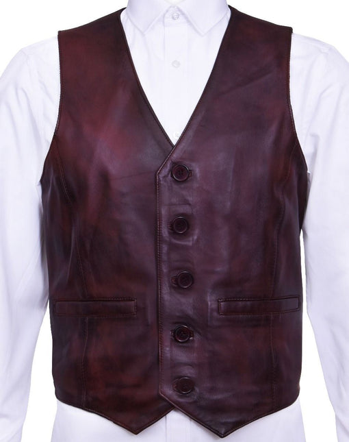 Mens Classic Leather Waistcoat-Chester