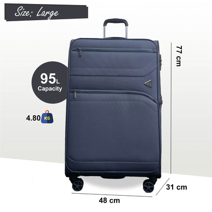 Lightweight Soft Grey Dual 4 Wheel Cabin Luggage Suitcase Set
