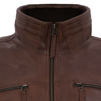 Mens Classic Leather Biker Jacket-Caracas