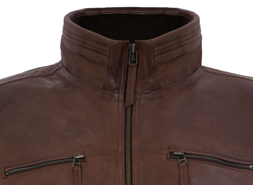 Mens Classic Leather Biker Jacket-Caracas