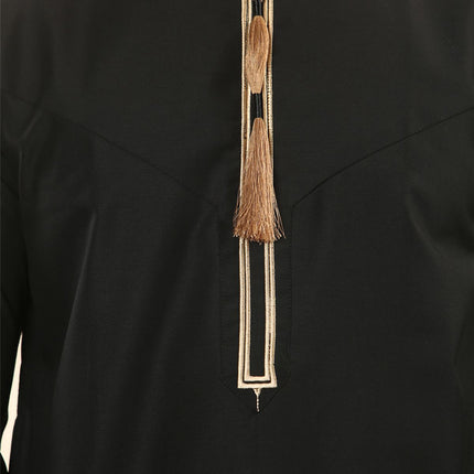 Men's Omani Eid Black Thobe  Saudi Emirati Jubba Robe