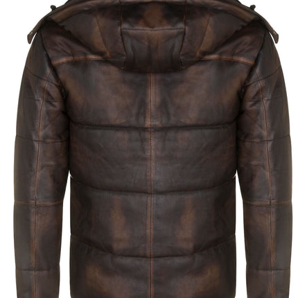 Mens Puffer Leather Bomber Jacket-Augsburg