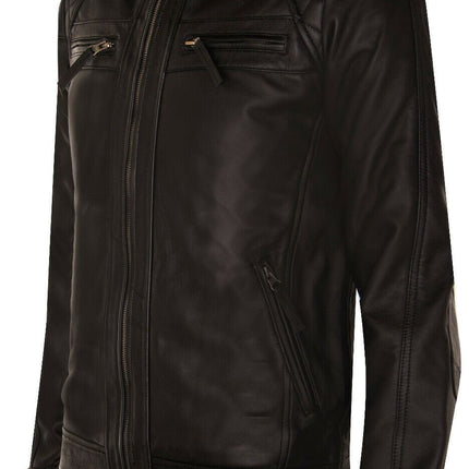 Men's Vintage Leather Quilted Biker Jacket-Monaco