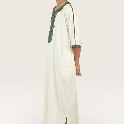 Kids Boys White Moroccan Thobe Robe Djellaba Gandoura Eid Jubba- K-GG008