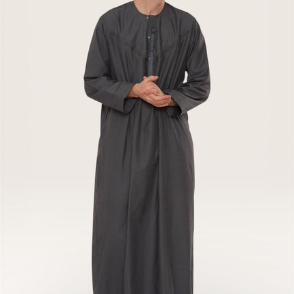 Men's Eid Grey Moroccan Jubba Robe Djellaba Ramadan Eid Thobe - HM11