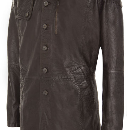 Mens Leather Trench Coat-Hamburg