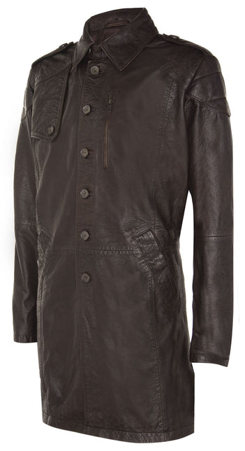 Mens Leather Trench Coat-Hamburg