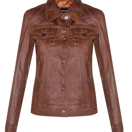 Womens Leather Trucker Jeans Jacket-Anderlecht