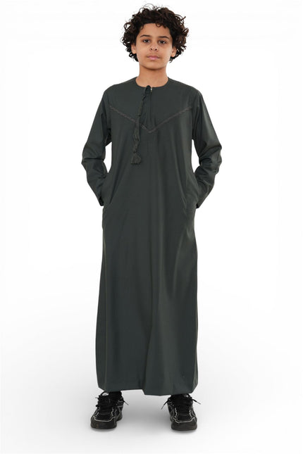 Kids Boys Ramadan Eid Green Moroccan Jubba Robe Djellaba Thobe - K-TT008