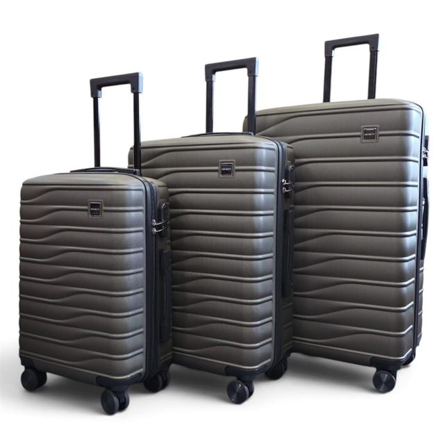 Hardshell Coffee Suitcase Set Robust 8 Wheel Luggage Cabin Case Bag
