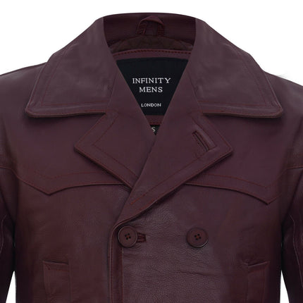 Mens Cowhide Leather Peacoat-Krakaw