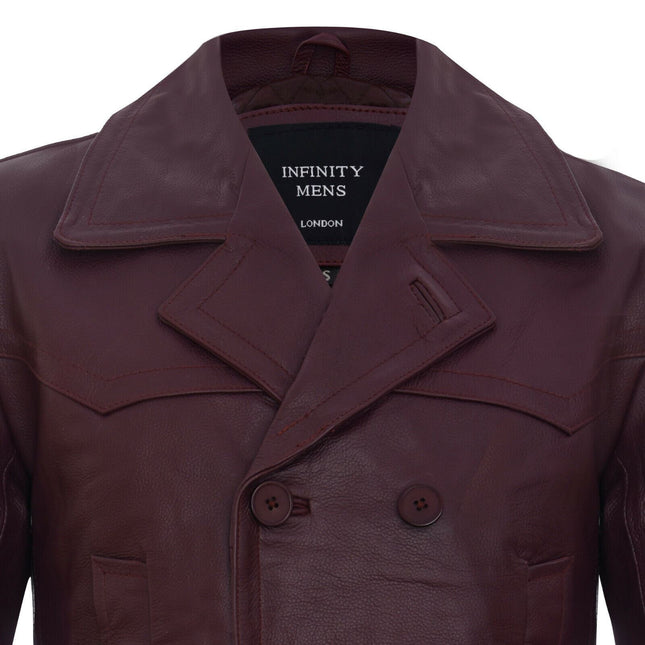 Mens Cowhide Leather Peacoat-Krakaw