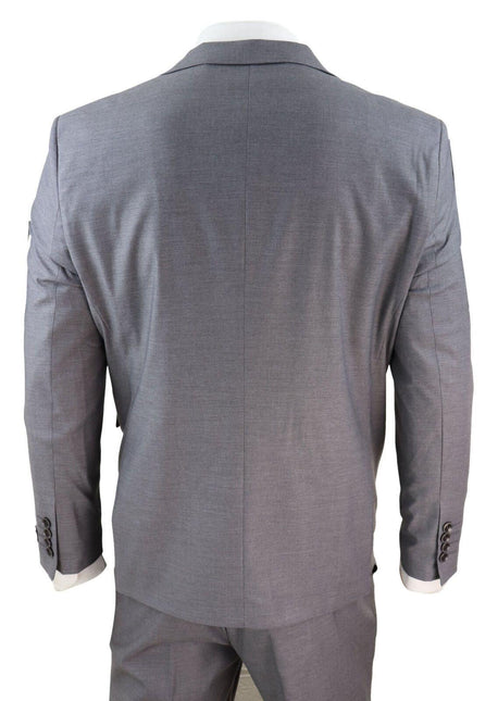 New Mens 3 Piece Suit Plain Grey Classic Tailored Fit Smart Casual 1920s Formal