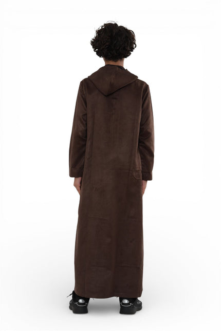Kids Boys Hooded Eid Brown Moroccan Jubba Robe Ramadan Eid Thobe - K-HM12