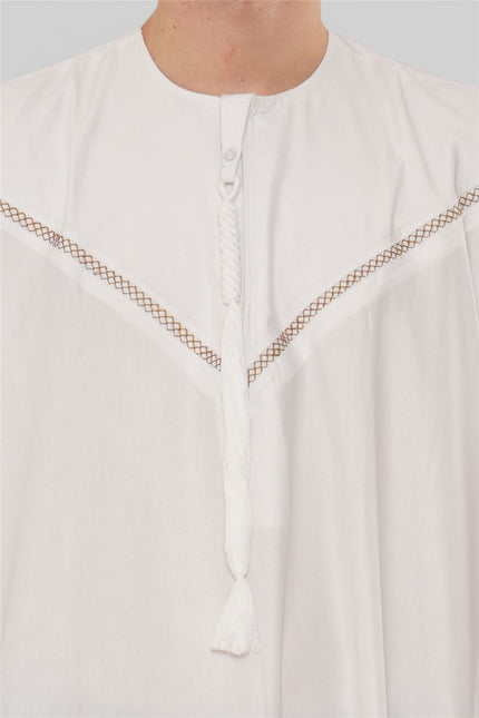 Men's Eid White Moroccan Thobe Robe Djellaba Ramadan Eid Jubba- HM10