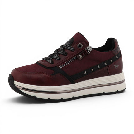 Mustang Women's Burgundy Lace-Up Trainers Platform Sneakers - M0332001