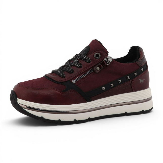Mustang Women's Burgundy Lace-Up Trainers Platform Sneakers - M0332001