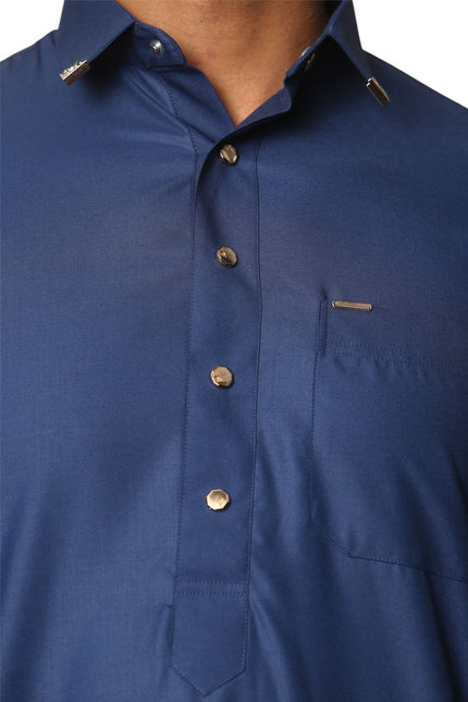 Men's Blue Thobe Arab Saudi Emirati Islamic Clothing Jubba Robe