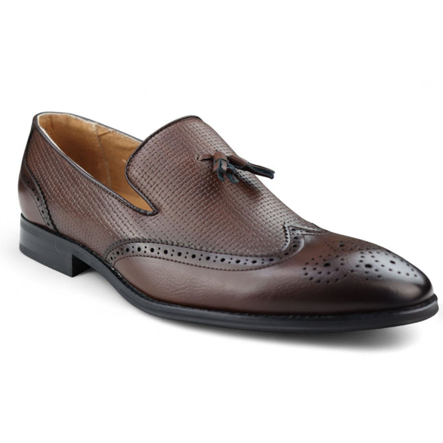Men's Brown Tassel Moccasin Loafers Smart Slip-On Dress Shoes