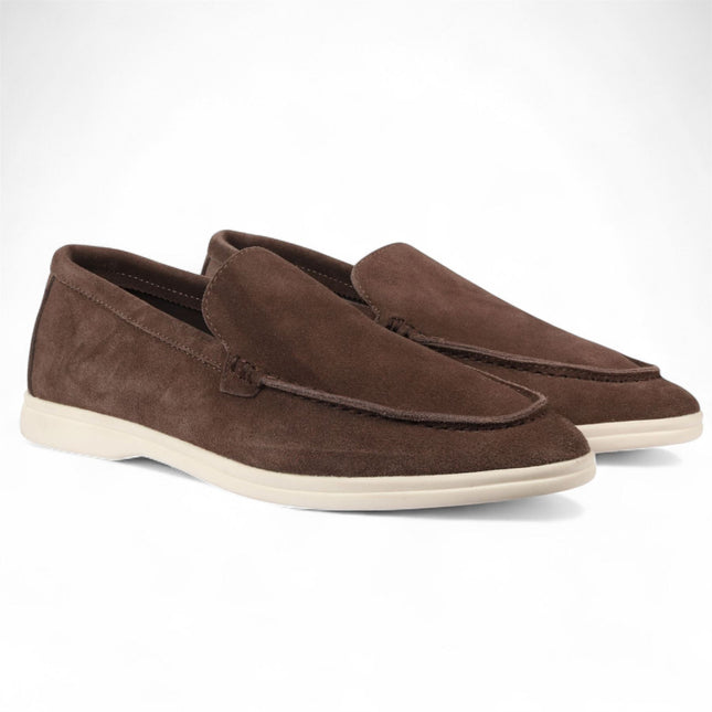 Men’s Durable Brown Slip-On Loafers with Cushioned Insole
