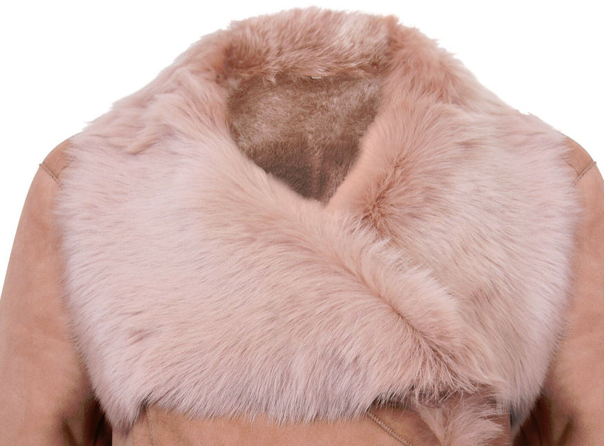 Womens Suede Merino Shearling Coat with Toscana Collar-Hanoi