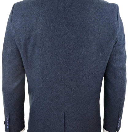 Mens 3 Piece Navy Blue Wool Tweed Vintage Retro Suit