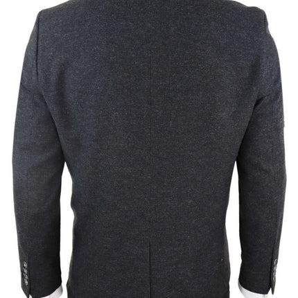 Mens 3 Piece Black Wool Tweed Vintage Retro Suit