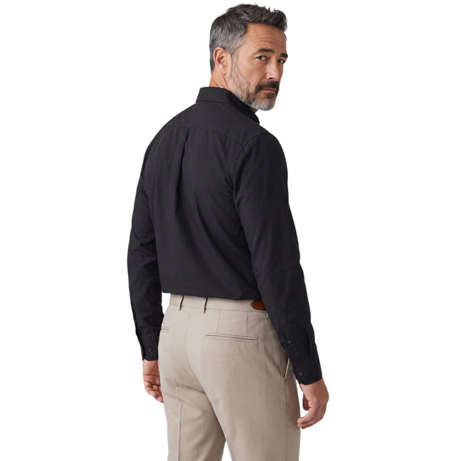 Men's Black Slim Fit Long Sleeve Formal Plain Dress Shirt - JP
