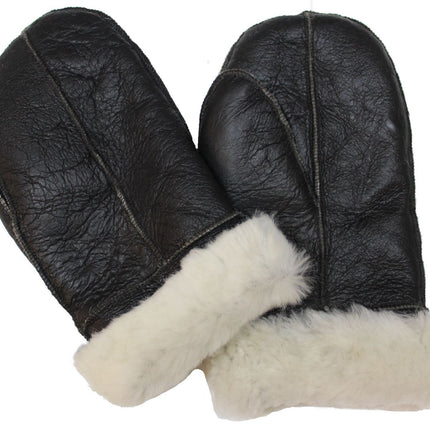 Unisex Cream Real Sheepskin Leather Shearling Gloves Warm Mittens