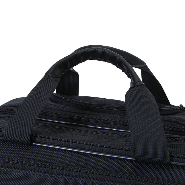 17" Black Wheeled Laptop Briefcase 1680D Polyester 4 Wheel Business Bag