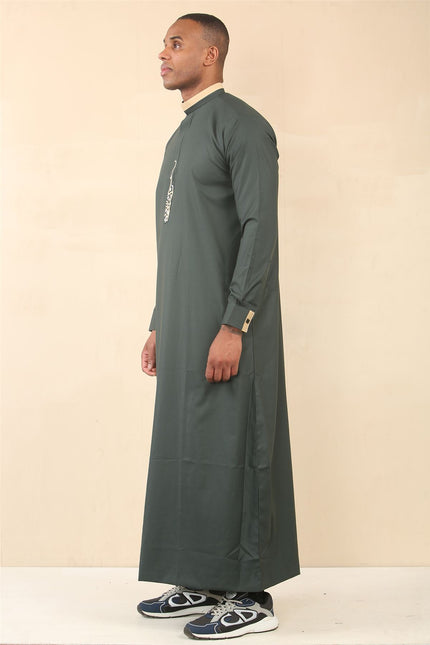 Men's Green Thobe Arab Saudi Emirati Islamic Clothing Jubba Robe