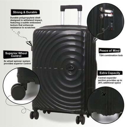 Expandable Hard Shell 8 Wheels Luggage Travel Cabin Suitcase Set