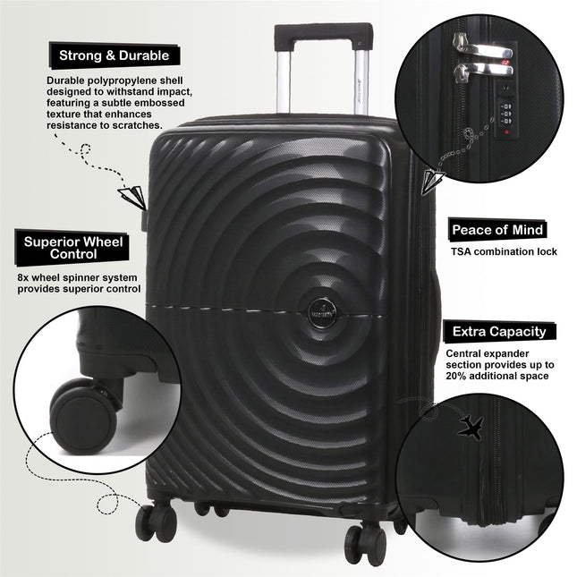 Expandable Hard Shell 8 Wheels Luggage Travel Cabin Suitcase Set