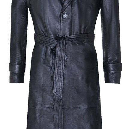 Mens Leather Full Length Trench Coat-Appleton