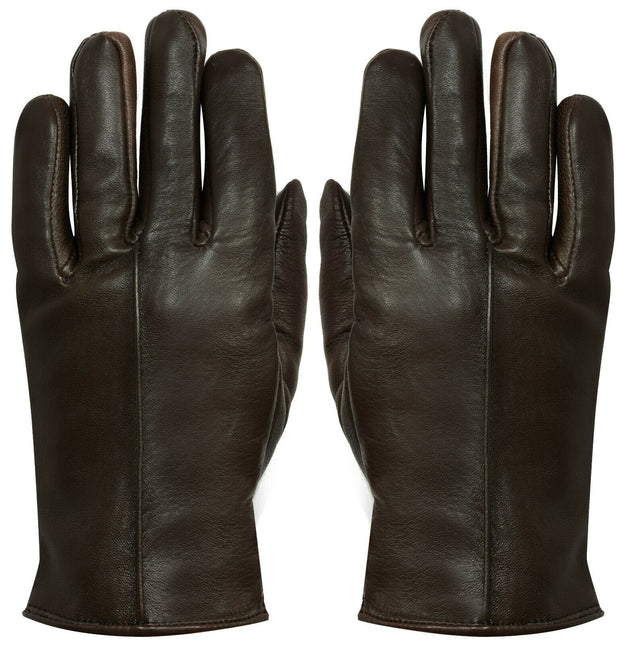 WOMENS BROWN CLASSIC SOFT REAL 100% LEATHER GLOVES THERMAL LINED DRIVING FITTED