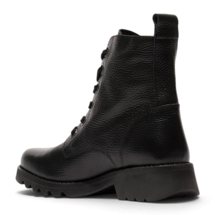 Fly London Womens Black Leather Lace-Up Heeled Ankle Boots - RAMY488