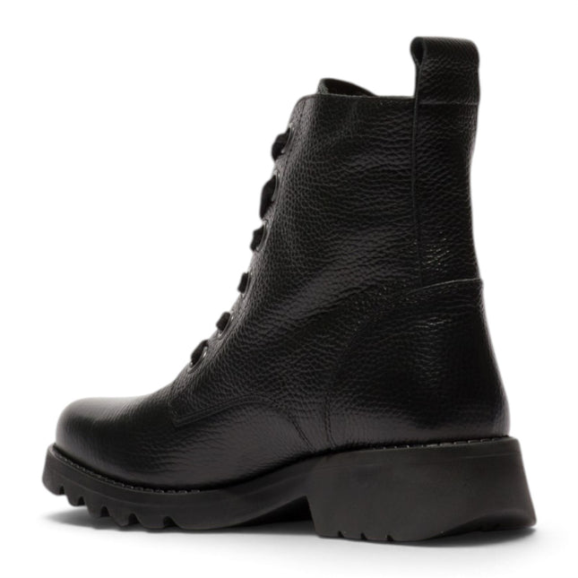 Fly London Womens Black Leather Lace-Up Heeled Ankle Boots - RAMY488