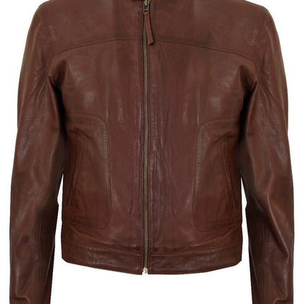 Men’s Classic Fitted Leather Biker Jacket-Austin