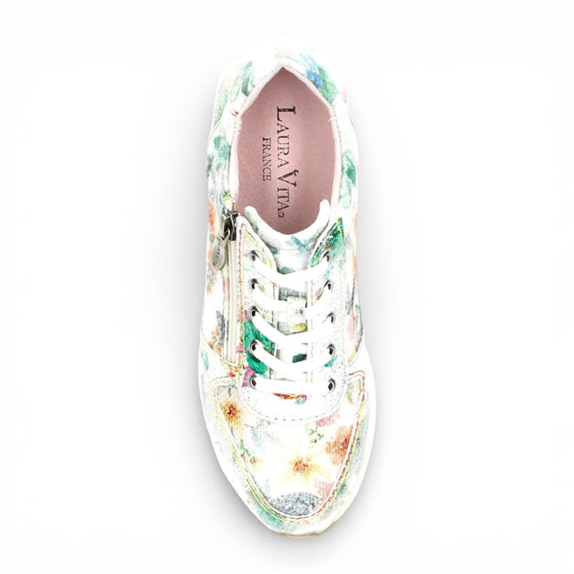 Laura Vita Women's Gycmo 58 Green Floral Leather Trainers Sneaker Shoes