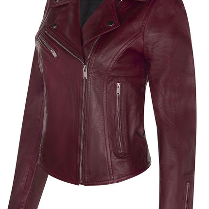 Womens Leather Classic Biker Brando Jacket-Baku