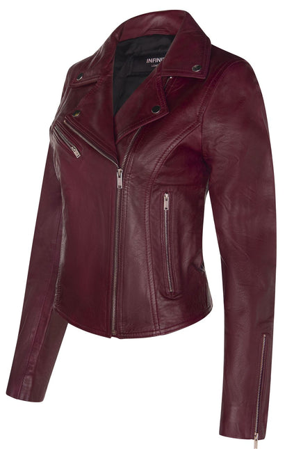 Womens Leather Classic Biker Brando Jacket-Baku