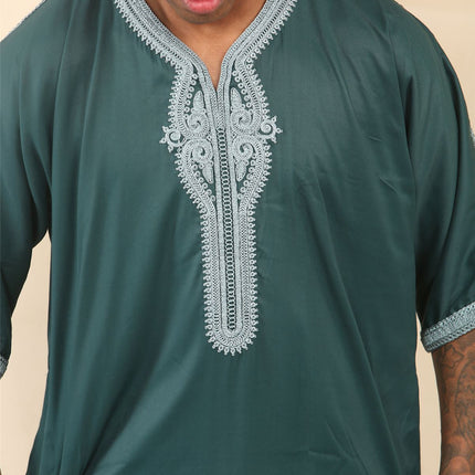 Men's Green Moroccan Thobe Jubba Robe Eid Djellaba Gandoura