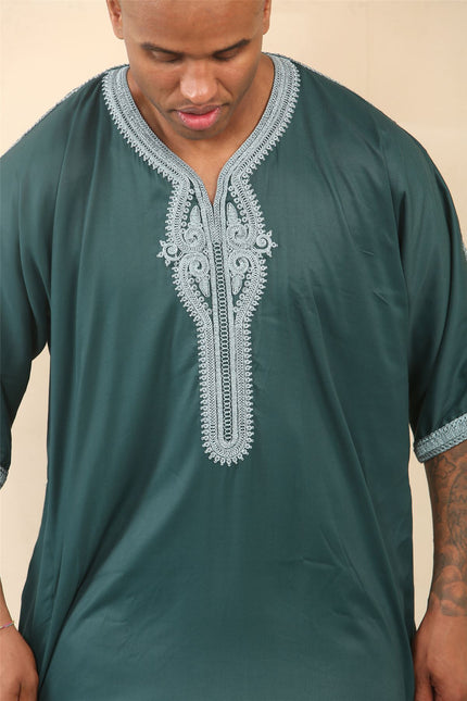 Men's Green Moroccan Thobe Jubba Robe Eid Djellaba Gandoura