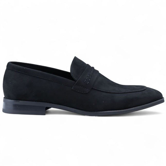 Men's Black Suede Moccasin Loafers Smart Slip-On Shoes