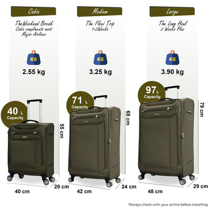 Soft Lightweight Dual 4 Wheel Suitcase Luggage