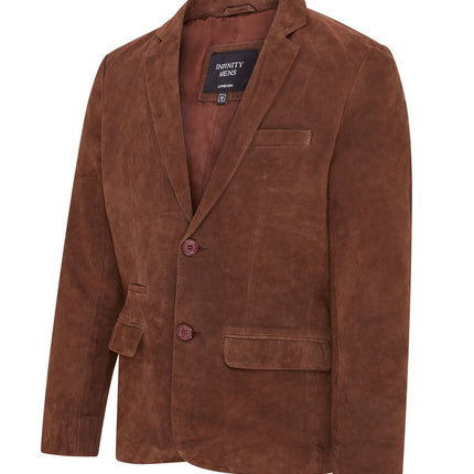 Mens Suede Blazer Jacket Soft Real Italian Leather Fitted Vintage Coat