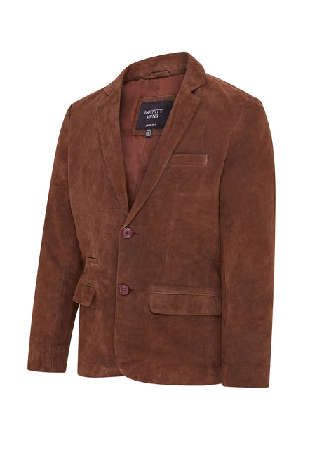 Mens Suede Blazer Jacket Soft Real Italian Leather Fitted Vintage Coat