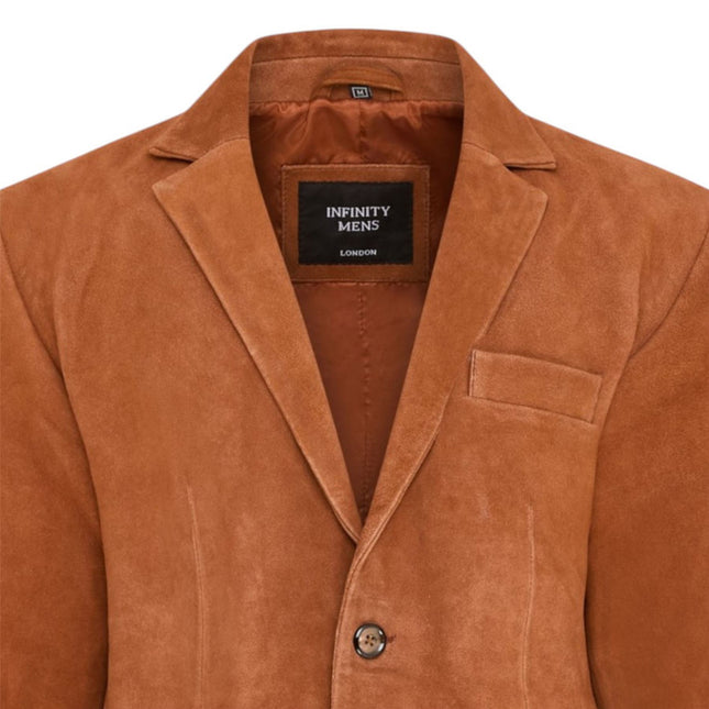 Mens Italian Rust Suede Leather Blazer Jacket - Aarau