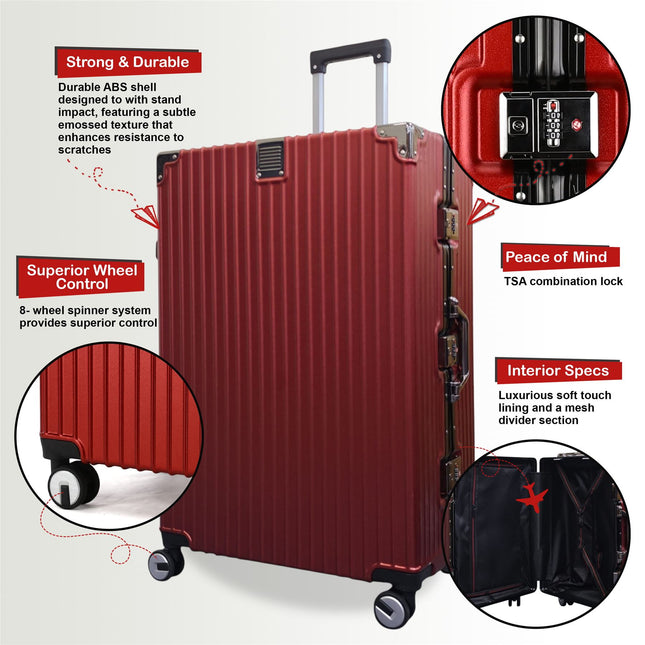 Robust Hard Shell Cabin Suitcase 36 x 24 x 56 cm Luggage Suitable for Easyjet, Ryanair, Wizzair