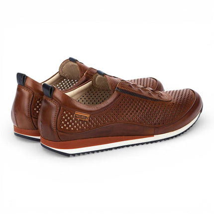 Pikolinos Men's Brown Leather Elastic Slip-on Sneaker Trainers Shoes - Liverpool